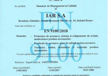 Certificat EN 9100 - IAR SA