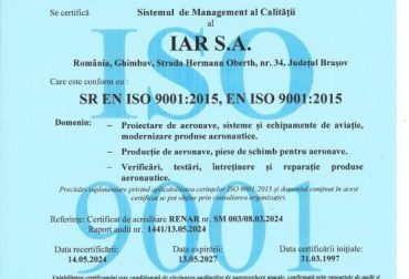 Certificat ISO 9001 - IAR SA